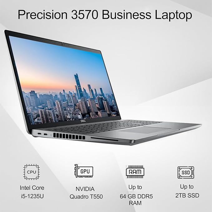 ديل بريسيجن 3570 – محطة عمل محمولة احترافية معالج Intel Core i5-1235U – كرت NVIDIA Quadro T550 – رام 8GB DDR5 – تخزين 256GB SSD